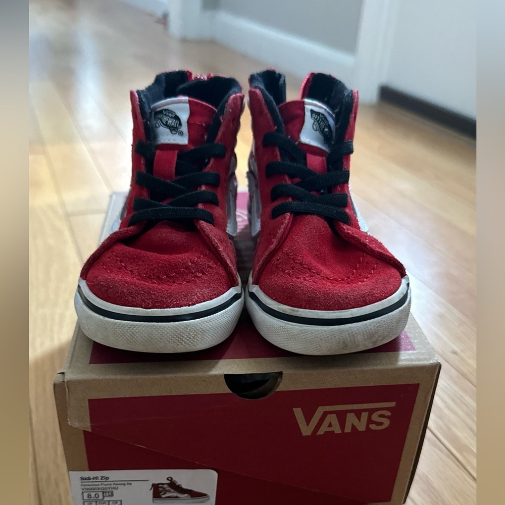 Toddler Vans. Size:8C Ferocious Flame Racing Red/Black